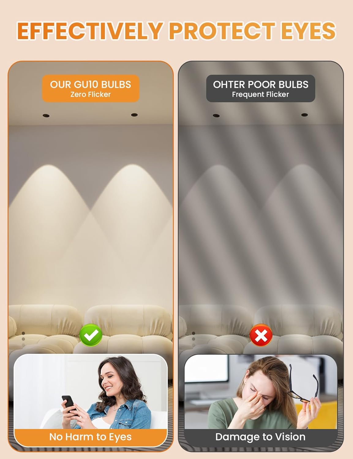 GU10 Halogen Bulb, 120V 50W Halogen Light Bulbs with Glass Cover for Candle Warmer, MR16 GU10+C 2700K Warm White Dimmable Recessed Track Lighting