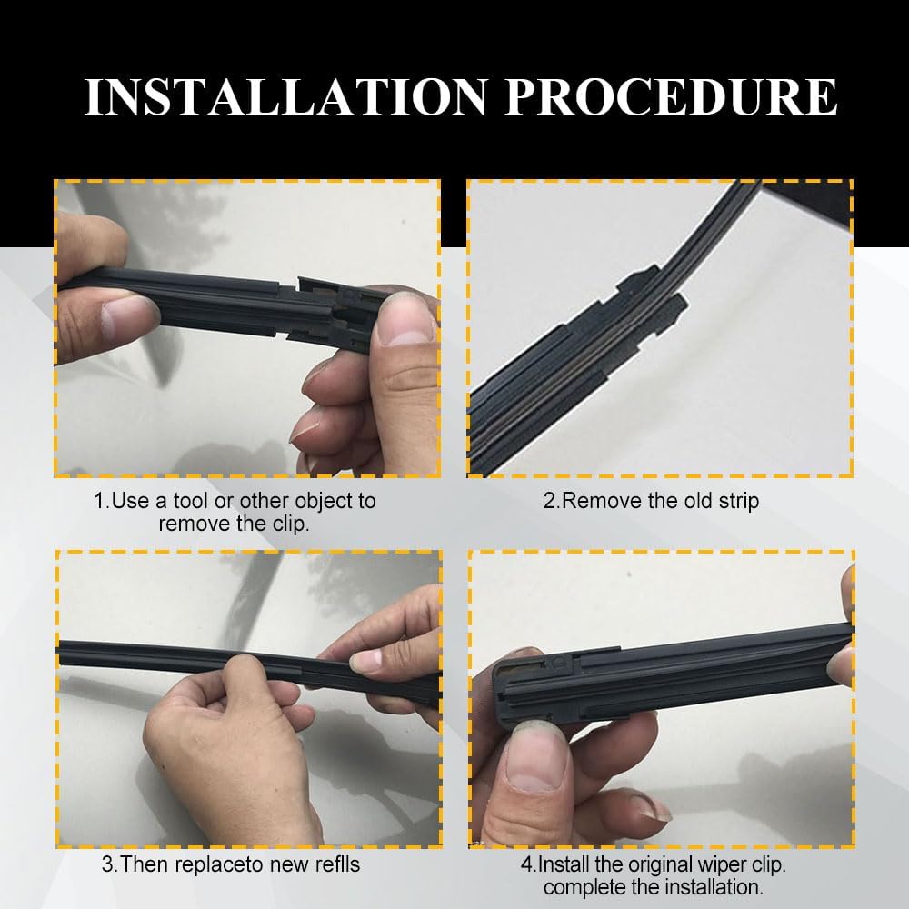 4PCS Wiper Blade Refill, Car Wiper Refills, 26 inch Adjustable Size of Universal Replacement Windshield Wiper Refill Replacement for Front & Rear Windshield Wiper Baldes Rubber Strip