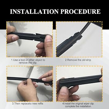 4PCS Wiper Blade Refill, Car Wiper Refills, 26 inch Adjustable Size of Universal Replacement Windshield Wiper Refill Replacement for Front & Rear Windshield Wiper Baldes Rubber Strip