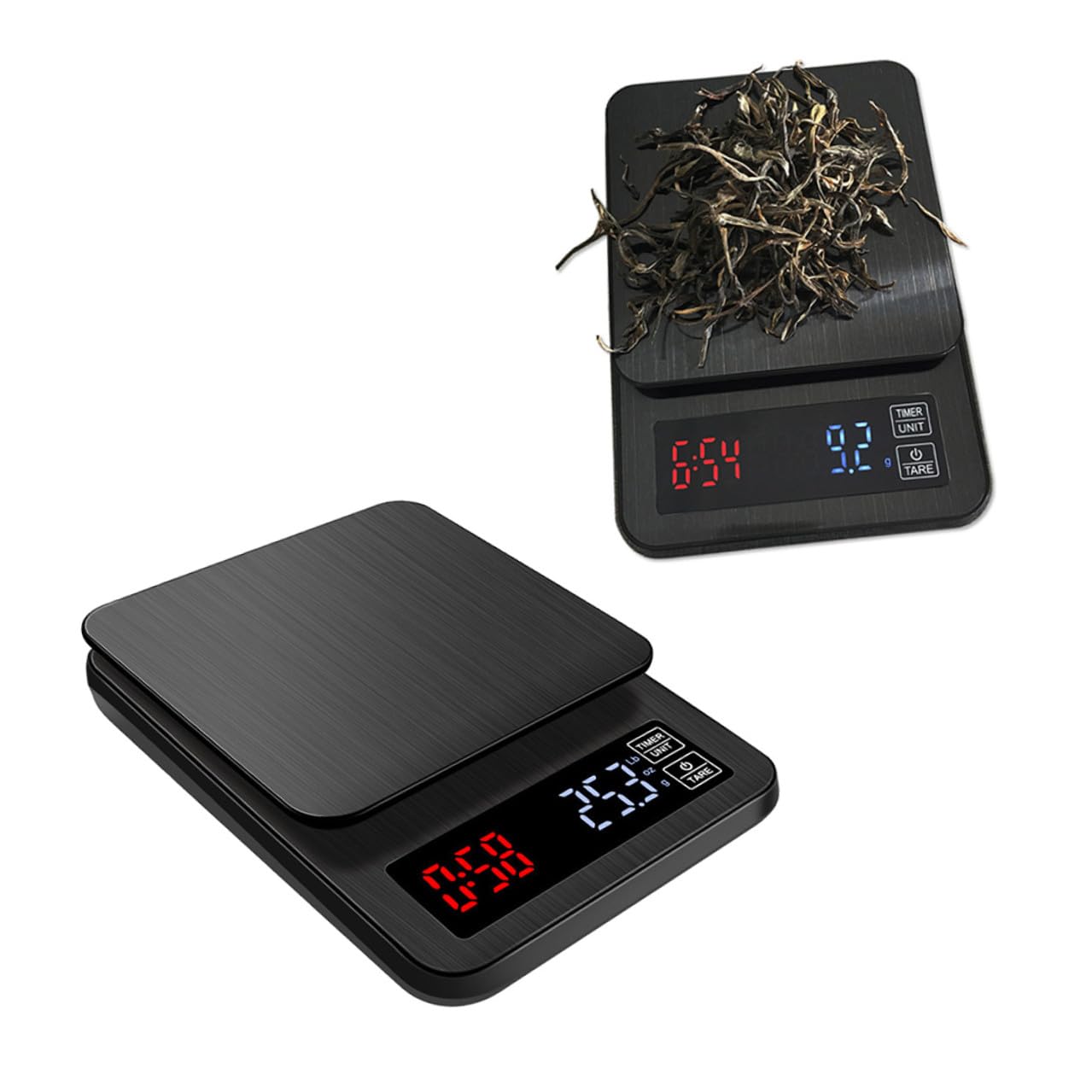 Báscula Digital Capacidad 5kg con Temporizador y Sensores de Precisión Pantalla LED Grande para Cocina y Café Adecuado para Cocinar y Hornear