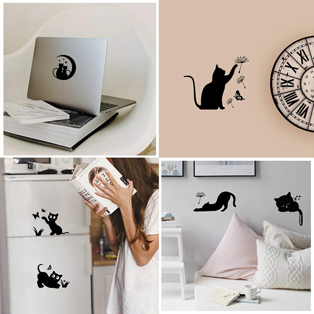 MEJOSER 20PCS Interrupteurs Stickers Commutateur Autocollant Noir PVC Sticker Plinthe Souris Imperméable pour Décorations Muraux Mignon Chat Rat Créatif