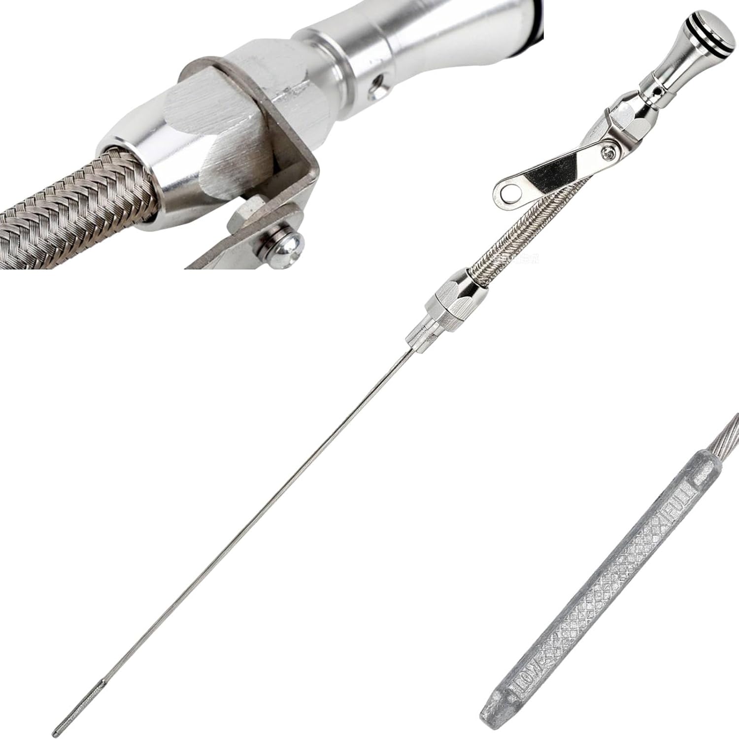 Stainless Steel Flexible Engine Oil Dipstick for Pre-79 Early (1955-1979) SBC Chevy 265 283 327 350 Mounts on Driver Side (Silver)