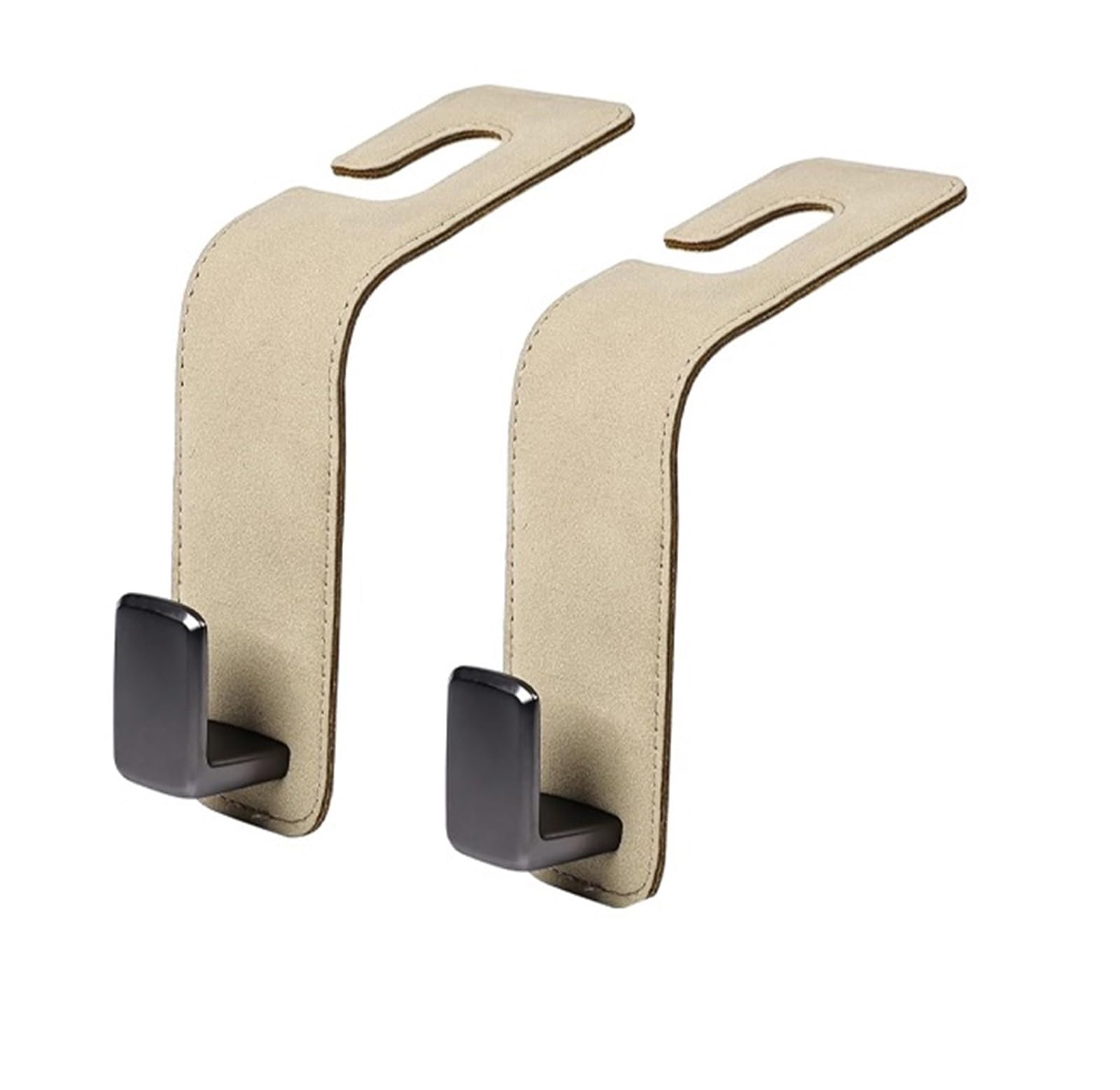 Mosklo Car Interior Trim Accessories Universal 2PC Car Seat Headrest Hook Metal Back Hooks Hanger Interior Storage Organizer(Beige)