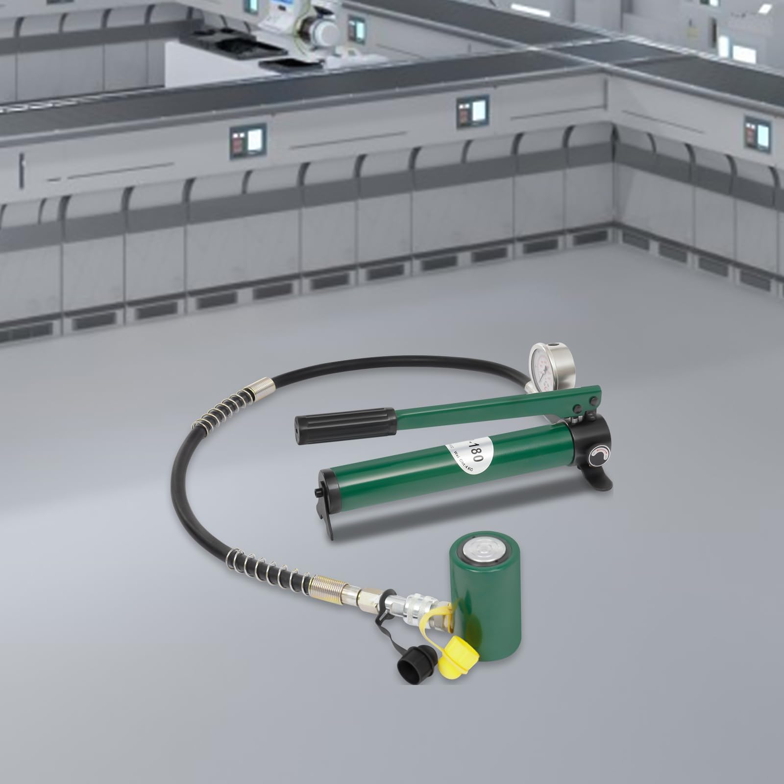 10T Hydraulic Ram Jack and CP-180 Hand Pump,Portable Hydraulic Jack Hydraulic Lifting Cylinders with Clear Gauge, Hydraulic Cylinder Jack for Construction Sites, Petroleum, Electric Power