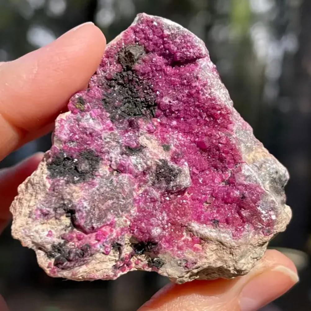 Crystal Rough Stone, Ore-Marked Cobalt Calcite Gem Irregular Rock Stone for Home Decoration,100~150g