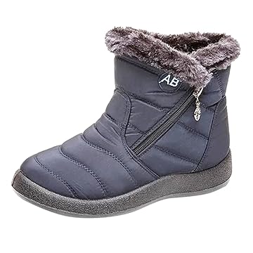 Hyranect Botas Femininas De Neve Inverno Impermeável, botas femininas grossas e quentes, pelúcia quente e calçados casuais sapatos impermeáveis ​​ultraleves (Azul, 37)