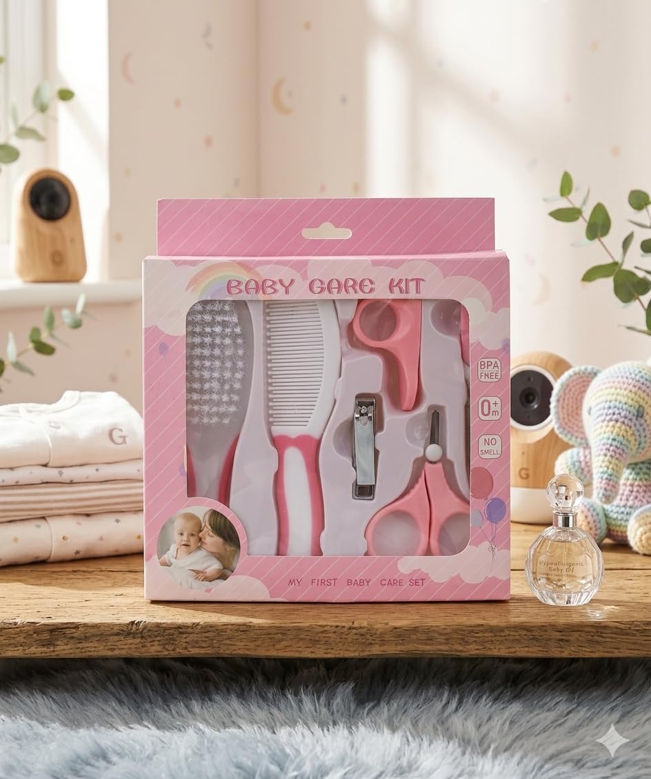 Baby Care Kit 6 Pcs Newborn Grooming Set with Nail Clippers, Scissors, Brush & Storage Case (BC-1005)-image-42