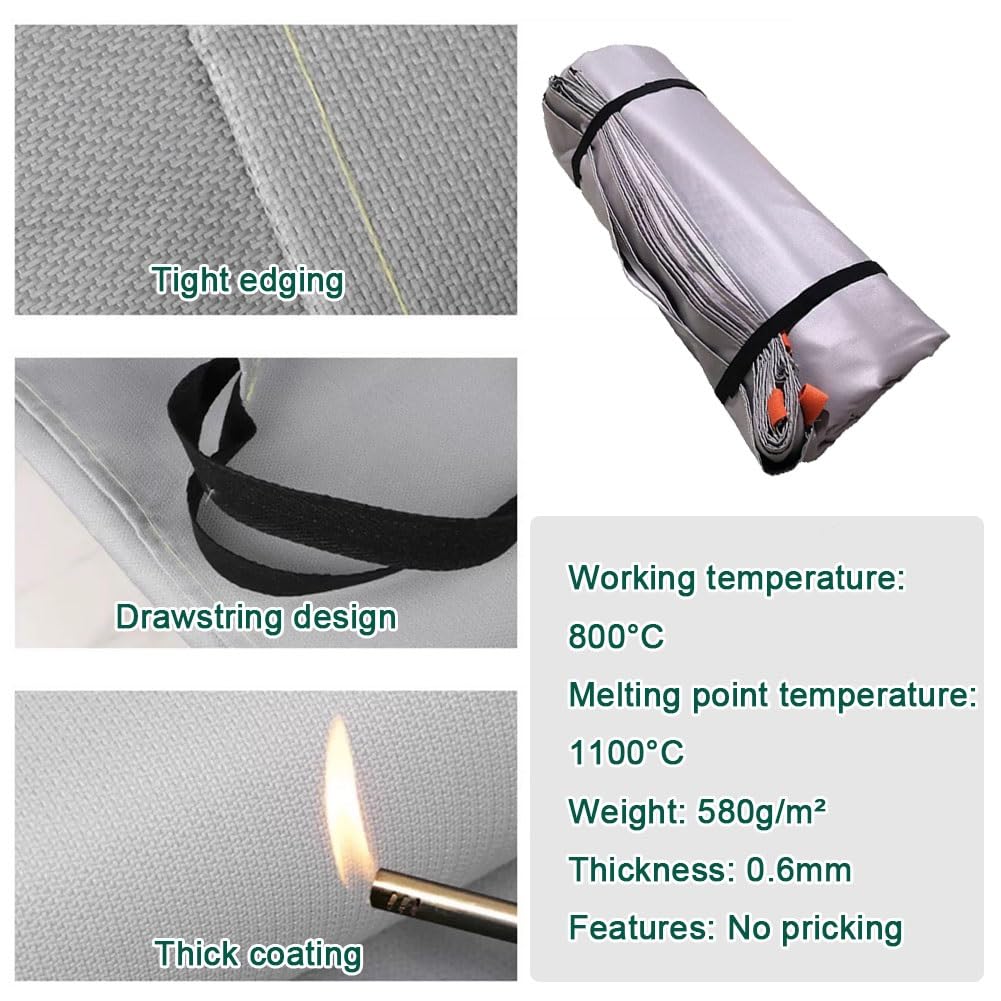 Manta ignífuga de emergencia para coche, manta grande de fibra de vidrio para extinción de incendios, tela ignífuga especial para accidentes con vehículos eléctricos o de combustible.(6x9m/19.7x29.6ft
