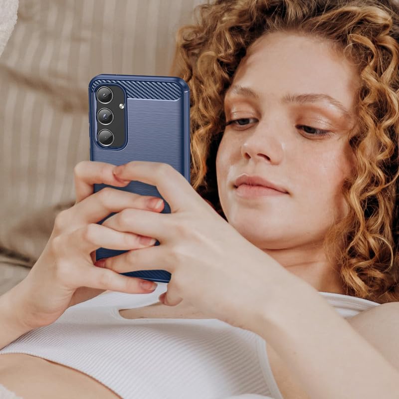 Image of Hybrid Carbon Fiber Back Case for Samsung Galaxy A55 5G (Blue)