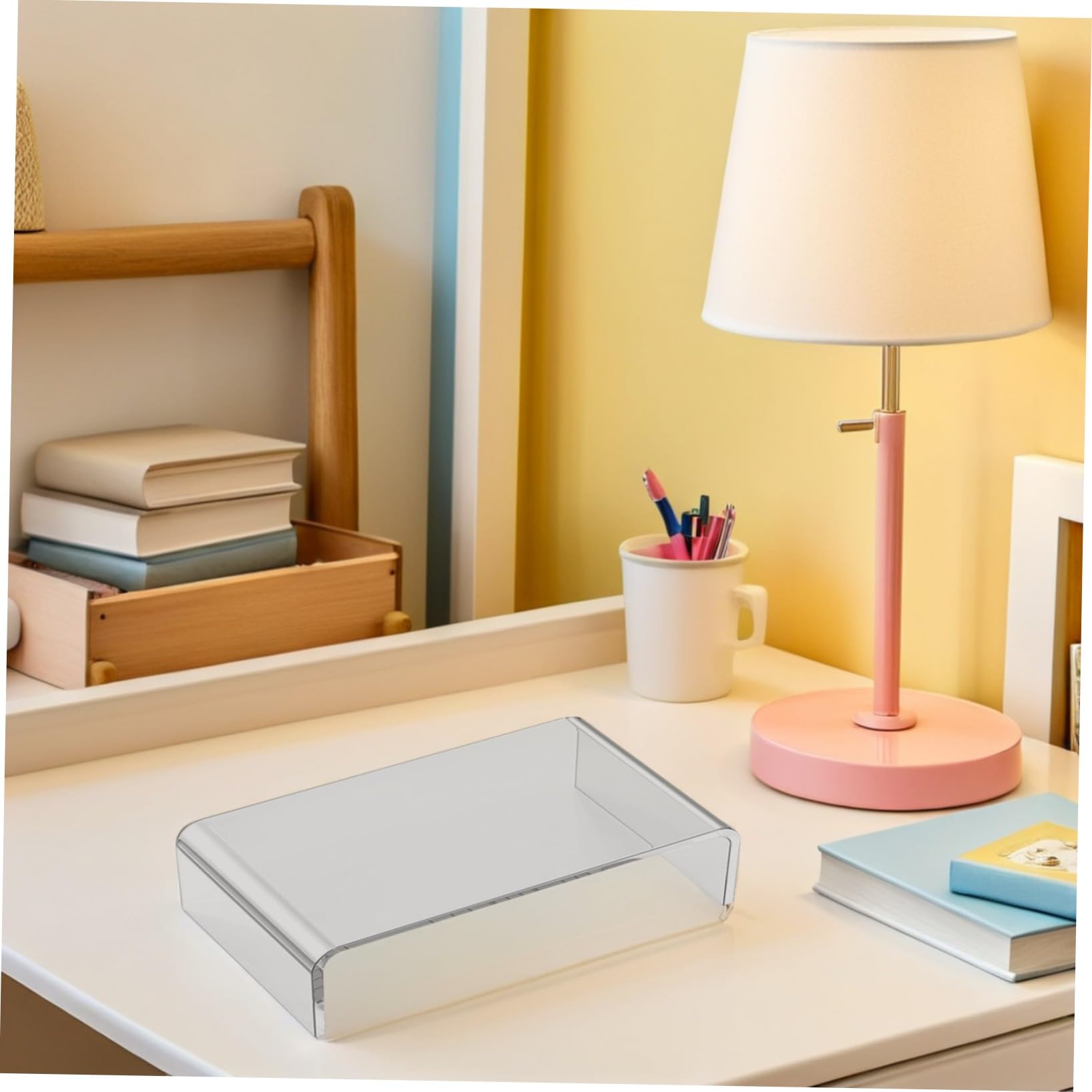 Toddmomy Supporto per Monitor Trasparente in Acrilico, Base Rialzata per Computer Portatile Ergonomica, Poggiapolsi Integrato per Ufficio e Smart Working