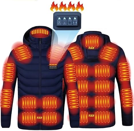 Verwarmde jas met capuchon, 21 verwarmingszones, verwarmde jas voor