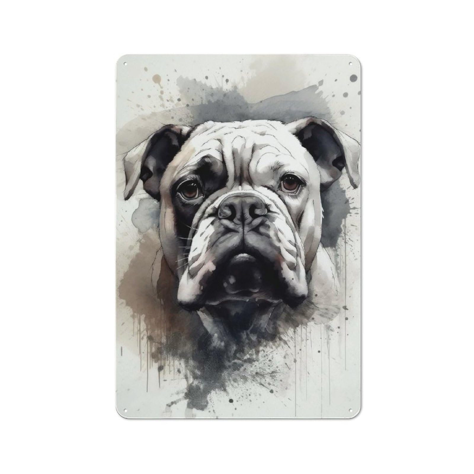Junmoney Bulldog Beauty Black Ink Vintage Retro Metal Sign 30X20cm Featuring Garage Wall Decor For Garage, Workshop, Shed Or Utility Room