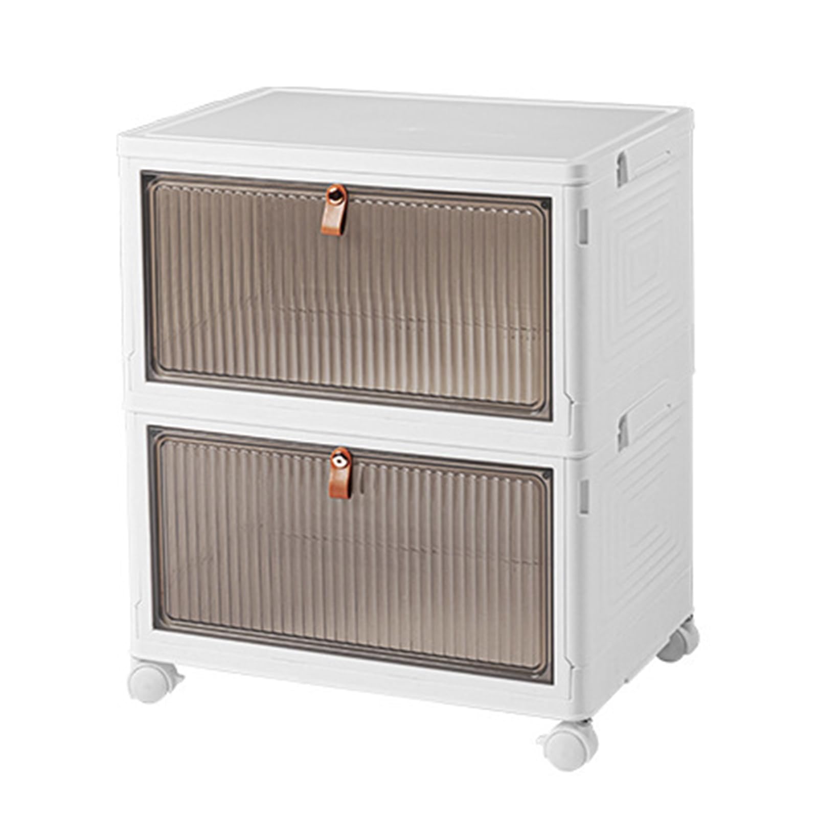 Boîtes de Rangement Pliables avec Couvercle, 25L Caisse Rangement Plastique Empilable avec roulettes, Organisateur pour Les Vêtements,Les Livres,la Nourriture,la Literie et Jouets,2 Pack