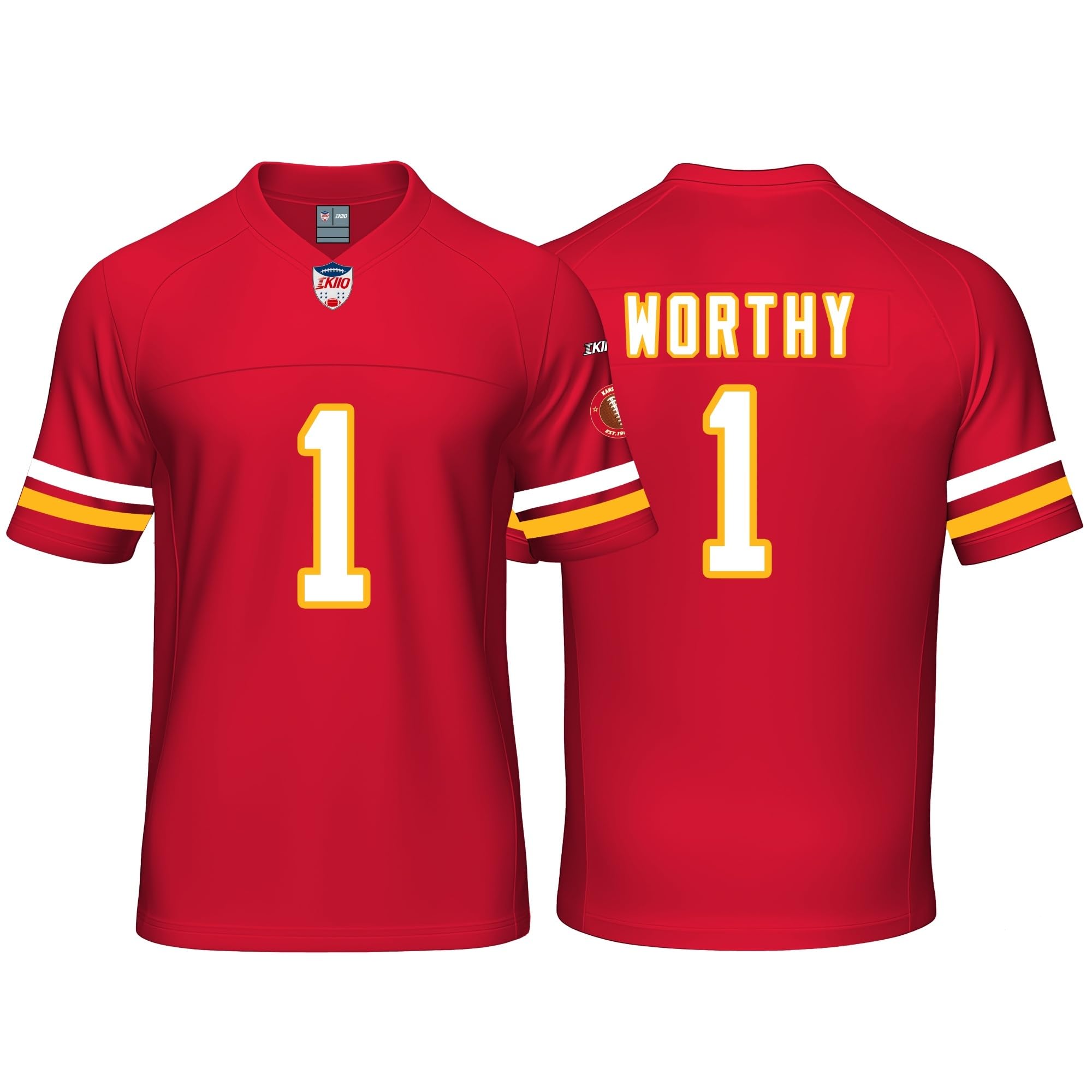 Custom Mens/Youth Football Stitched T-Shirt for Sports Fan Red/White No Brand/Logos