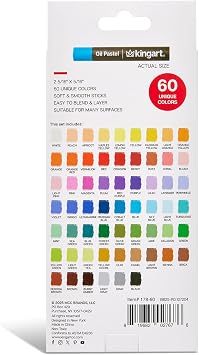 KINGART 60-Piece Oil Pastels Set, Soft Oil Pastels for Art Painting, Drawing, Blending, Art Supplies for Artists, Beginners, Students, Teachers