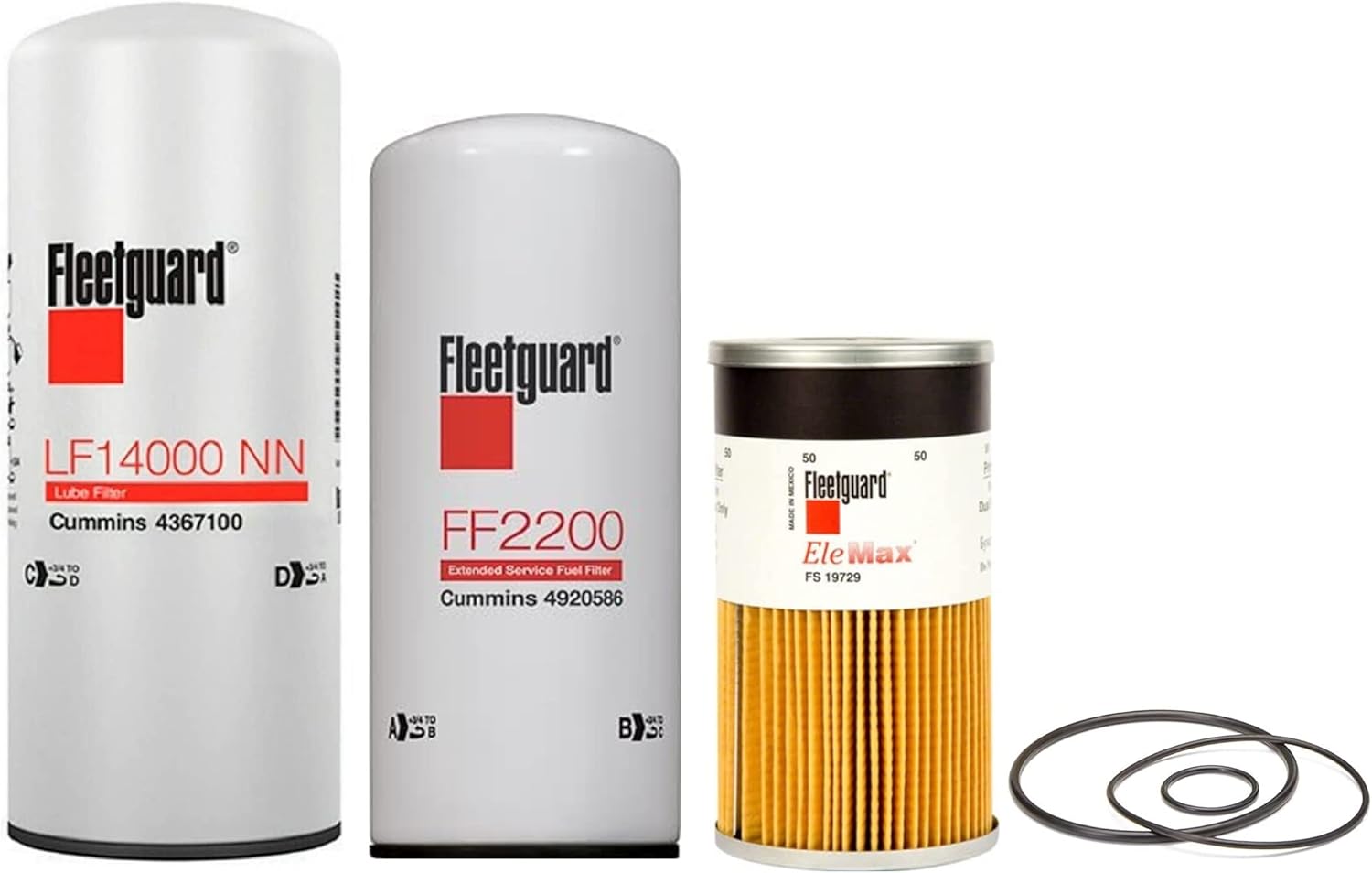 Genuine Fleetguard - Cummins Filtration Maintenance Filters Kit For Cummins (LF14000NN - FF2200 - FS19729)