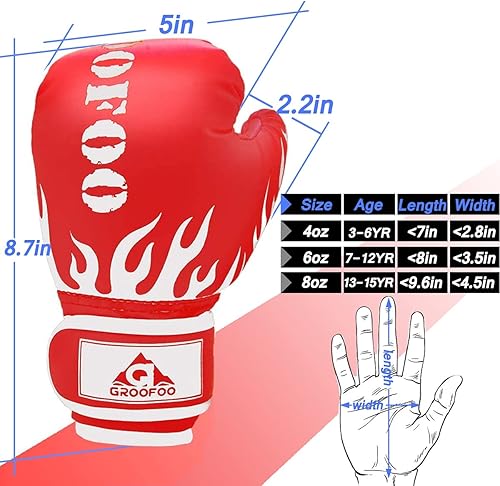 Miniatura 3 de Guantes de boxeo para niños de 4 onzas, 6 onzas, 8 onzas, guantes de boxeo para niños y jóvenes, guantes de entrenamiento para saco de boxeo,