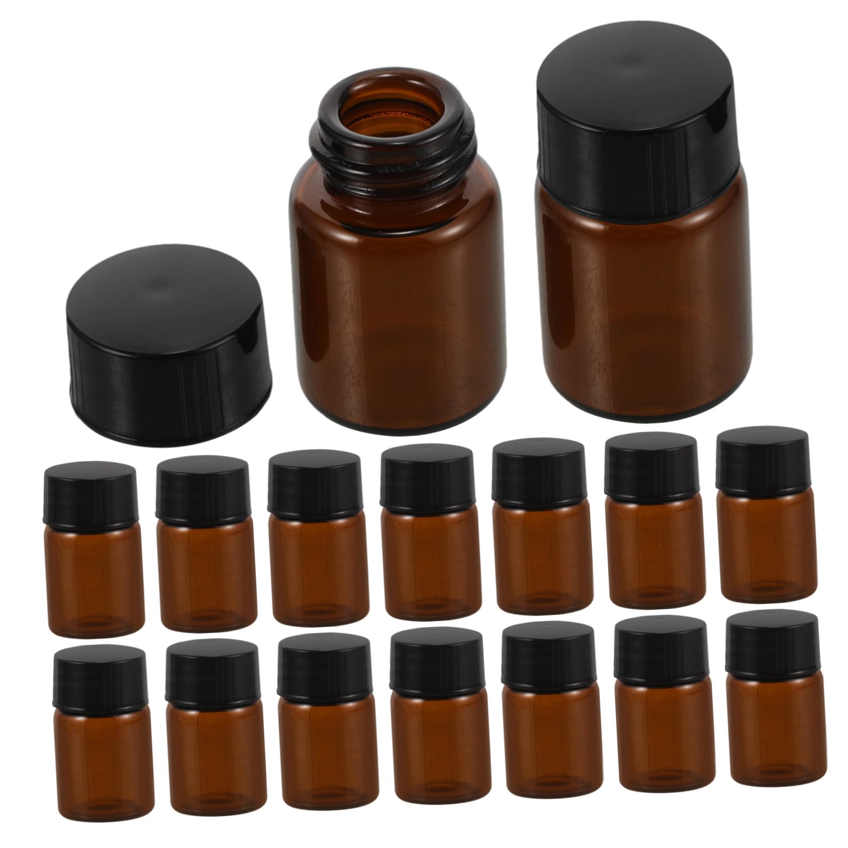 Cabilock 100 Piezas Botellas de Viaje para Maquillaje Unidades Frascos Rellenable de Vidrio con Tapa Negra Dispensadores Cosméticos Portátiles para Loción y Aceites Esenciales