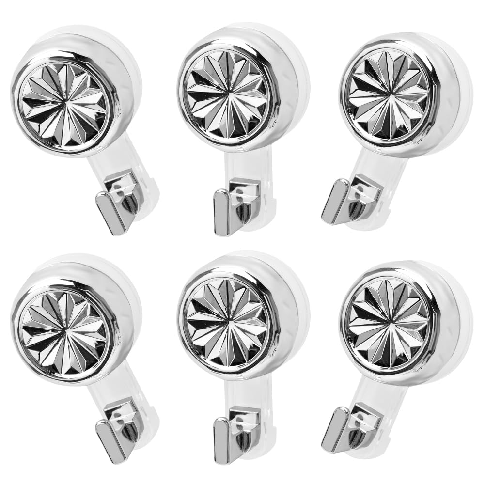 Ganci per asciugamani senza foratura, confezione da 6 ganci a ventosa extra forti, max. 10 kg, riutilizzabili per bagno, cucina, campeggio, vetro, piastrelle (argento)