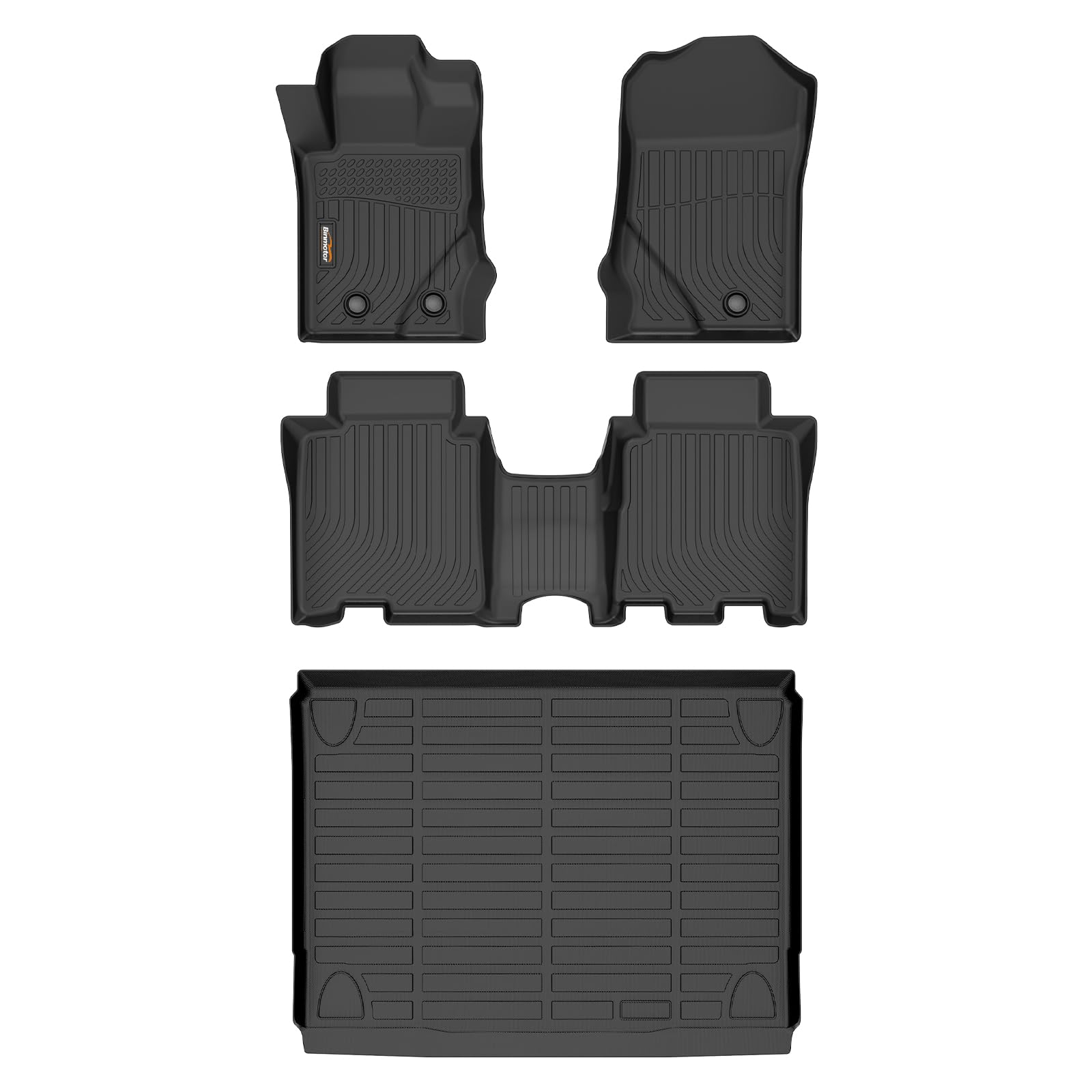 Binmotor-Floor Mats & Cargo Liner for Ford Bronco 4 Door 2021-2026, All Weather Car Mats, 1st & 2nd & Rear Cargo Mat Custom Fit for Ford Bronco 4 Door Accessories