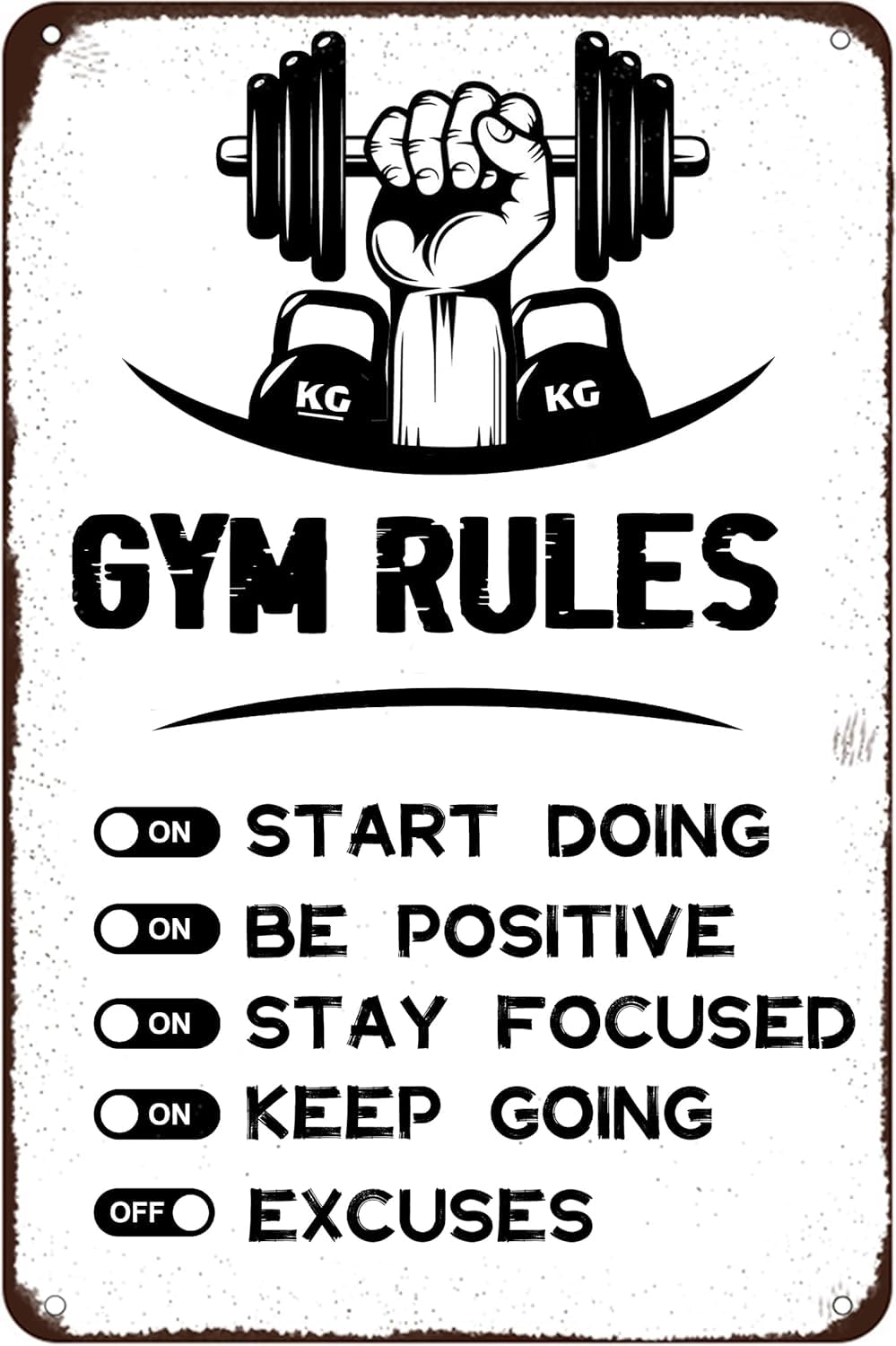 SMAZDFXX Gym Rules Decor Workout Motivational Quote Sign Gym Room Tin Signs for Men's Cave Interior Home Art Metal Wall Decor Poster 5.5"x8"