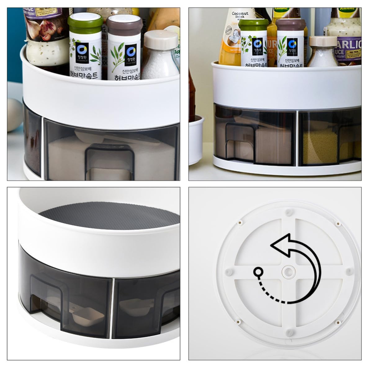 Organizzatore per Cucina Doppio Strato in Pp e Hips Grande Capacità, Design Semplice e Fresco, per Distinguere e Organizzare Facilmente le Spezie