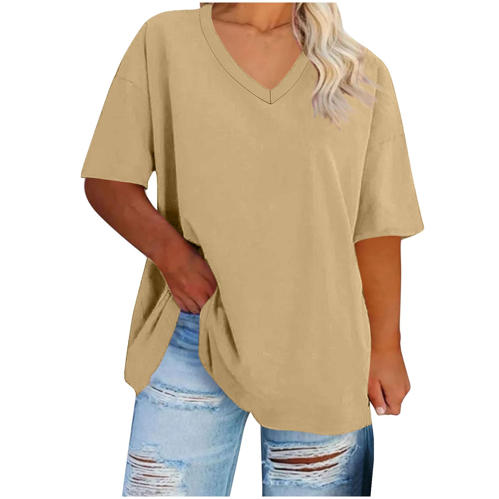 Plus Size Top,Women's Loose Fit Plus Size Tees,Oversized Pure Quick Dry Moisture-Wicking Workout Shirts