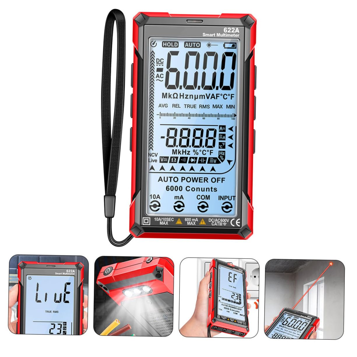 Digital Multimeter Auto-ranging Multi Tester for Ac Dc Voltage Resistance Capacitance with Ncv Induction Portable Electric Tester Tool for Fast Accurate Measurement