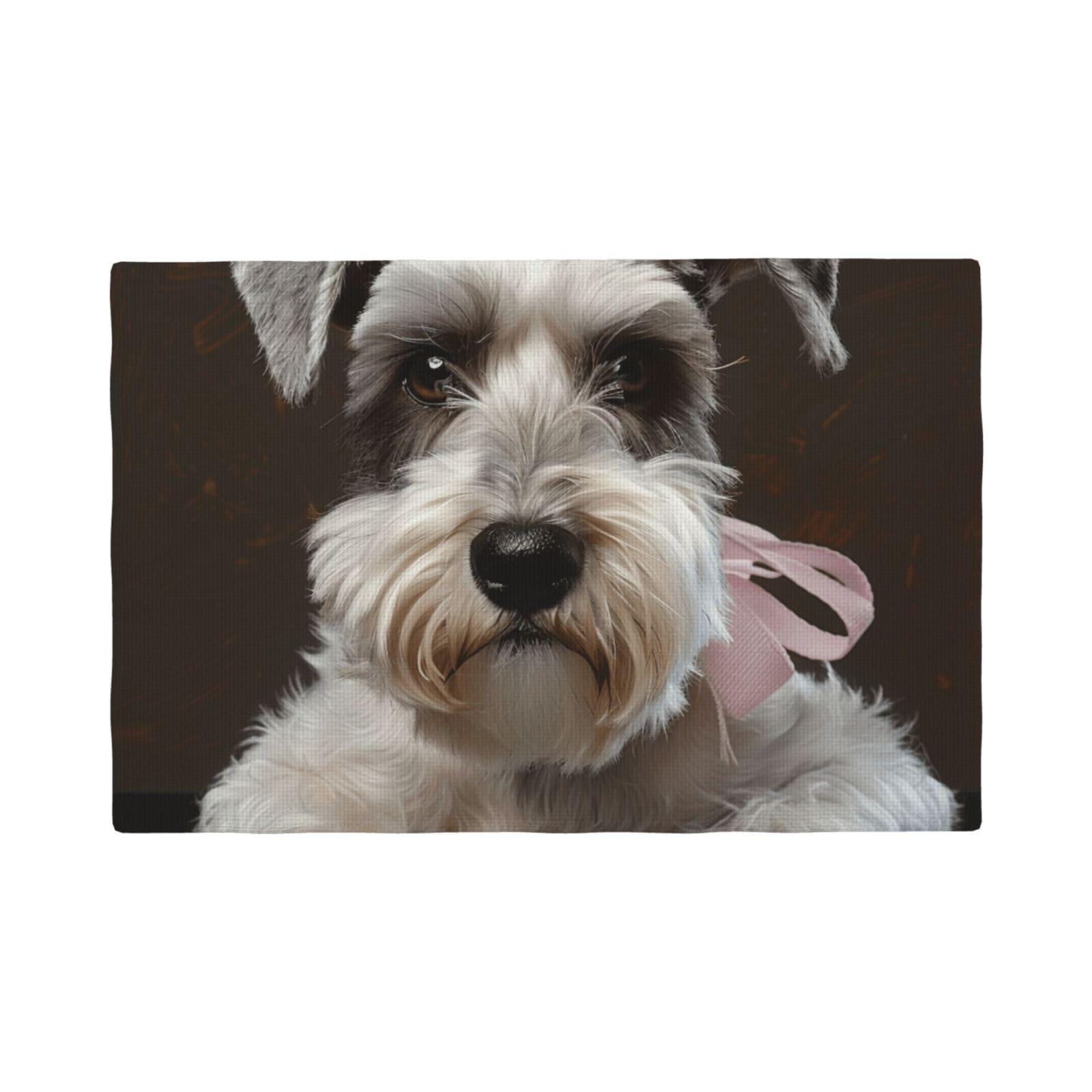 Schnauzer Print Placemats Set, Heat Resistant Washable Placemat 12x18in Table Mats for Party Kitchen Dining Table Decoration Indoor Outdoor, Six Piece