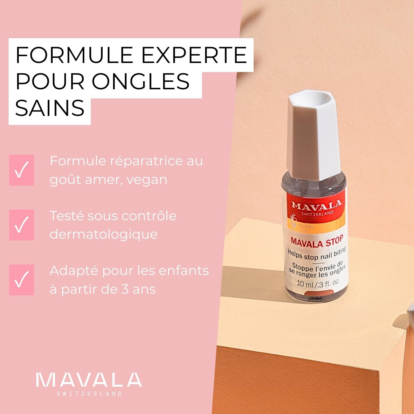 Mavala - Vernis Transparent Mavala Stop - Stoppe l'Envie de se Ronger les Ongles - Vernis Amer - À Utiliser Sans ou Sur Vernis à Ongles - Flacon 10ml
