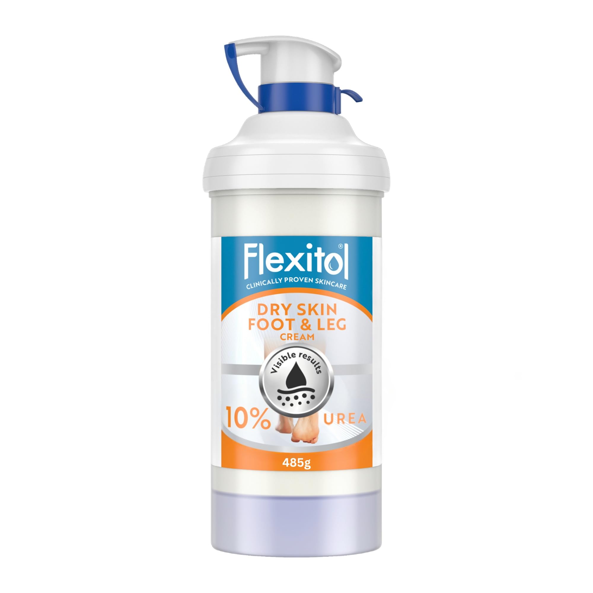 FlexitolDry Skin Foot & Leg Cream, Clinically Proven to Hydrate Feet and Legs, Quick Absorbing Foot Care, 48H Hydration, Hydrate, Soften, and Moisturise Very Dry Feet and Legs, 10% Urea, 1 x 485g
