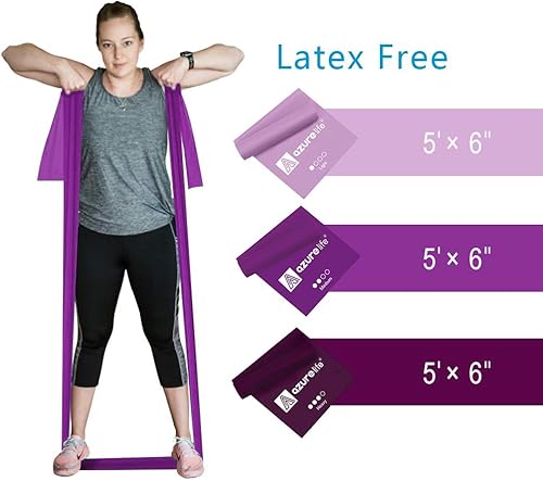Miniatura 3 de Juego de bandas de resistencia planas (3 piezas en total) bandas de ejercicio y correa elástica de algodón duradero de alta calidad con bucles