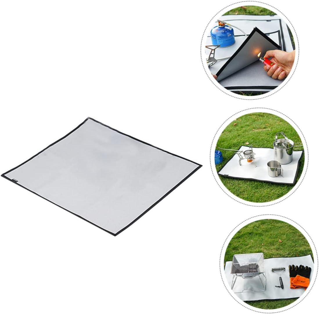 Camping Fireproof Cloth Insulation Mat Double-Sided BBQ Heat Resistance Pad for Outdoor Picnics Durable Silicone Coated Fiberglass Fire Safety
