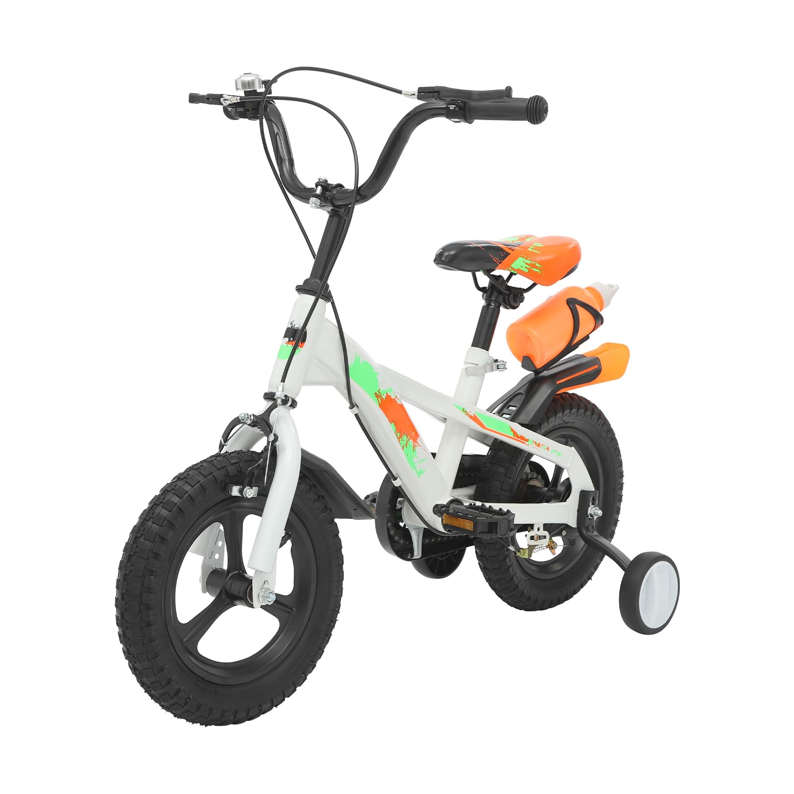 Bicicleta infantil de 12/14 pulgadas, con ruedas estabilizadoras extraíbles, sillín y manillar ajustables, resistente para parque y parque infantil, a partir de 3 años, para niños y niñas