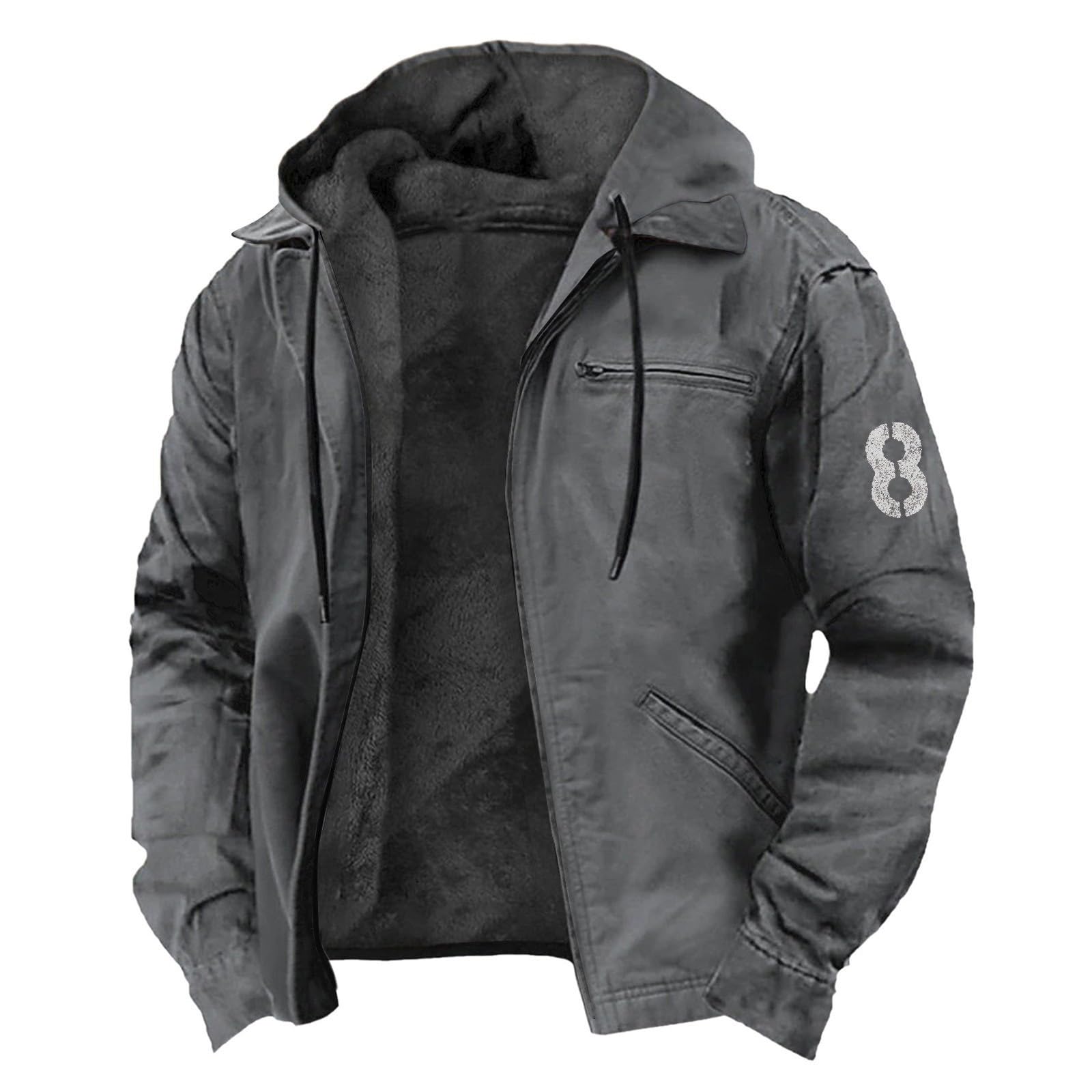 Winterjacke Herren Warm Gefüttert Fleecejacke Winddicht Outdoorjacke | Herren Winter Jacke Mit Kapuze Zipper Arbeitsjacke Vielen Taschen Winterjacken Kapuzenjacke Freizeit Outdoor Mantel Männer