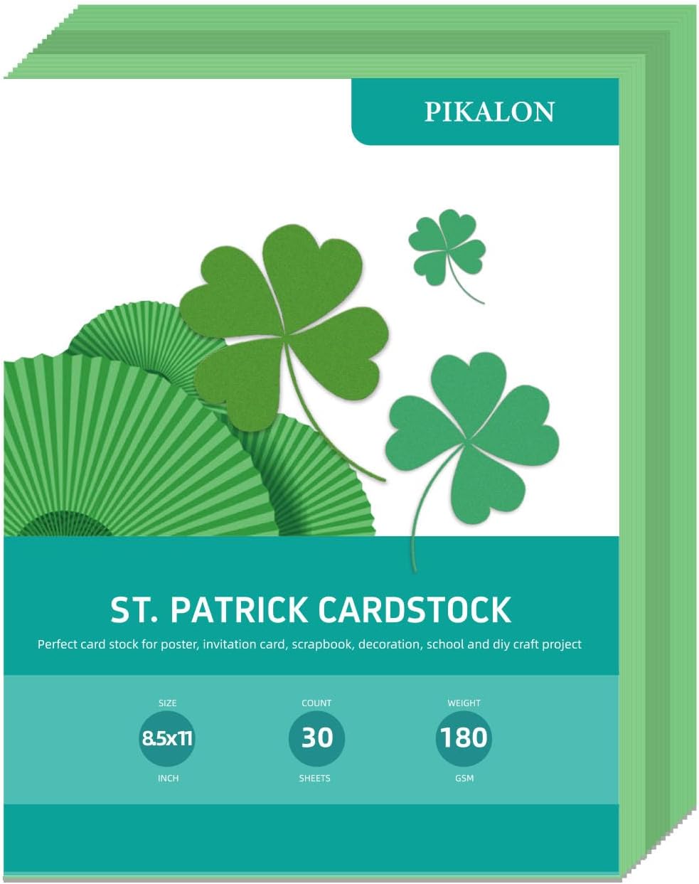 Pikalon St Patrick's Day Colored Cardstock 8.5 x 11 Inches