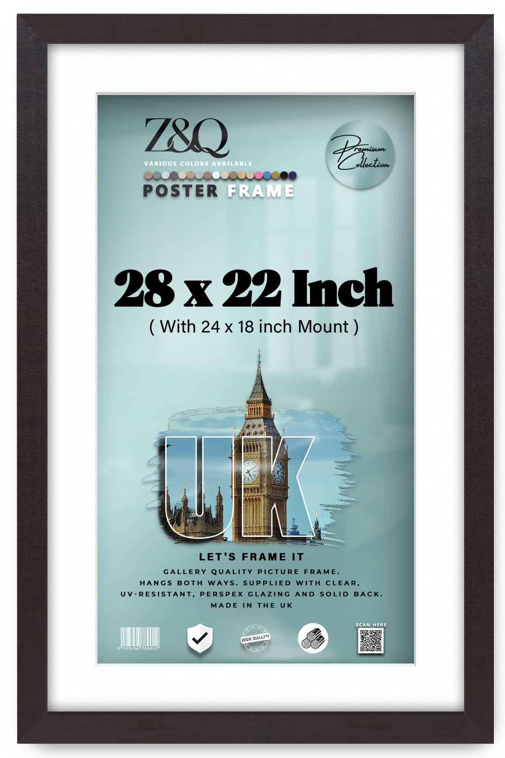Z&Q Mahogany - Premium Mdf Wood Finish 28 X 22 Inch Poster Frame With 60.96 X 45.72 Cm White Mount Ideal For Portraits, Art & Wall Décor (71.12 X 55.88 Cm) Frame [ ]
