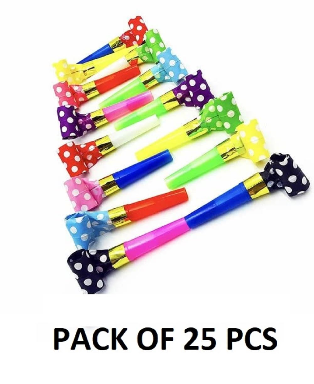FI - FLICK IN New Colorful Polka Dot Blowouts Paper Blow Outs Noise Makers Whistle Horn Cheering Props Birthday & Kids Party Supplies (25) - Image 2 thumbnail