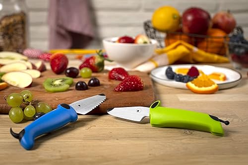 Miniatura 3 de Kuhn Rikon KinderKitchen - Cuchillos para niños, juego de 2 unidades, con hoja recta y dentada, verde y azul