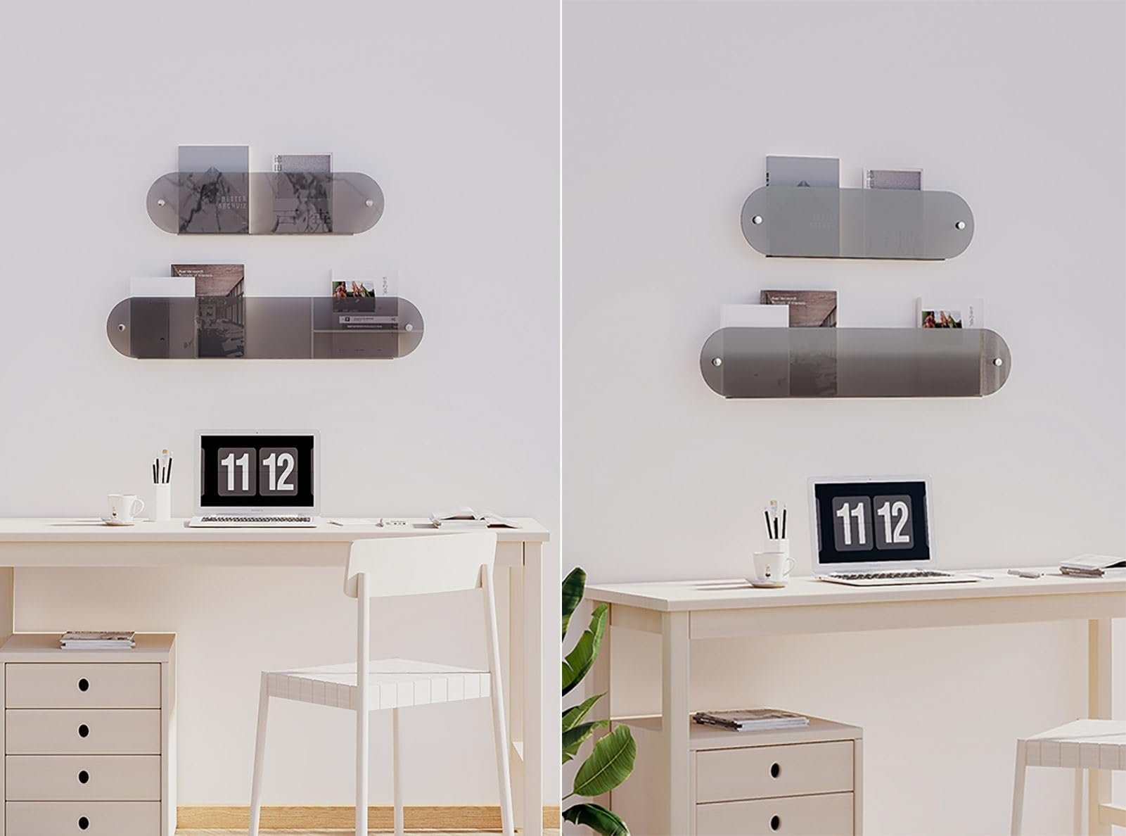Soporte de exhibición de acrílico, estante de pared transparente para revistas, soporte para folletos con borde arqueado para oficina u hogar, solución de almacenamiento de literatura