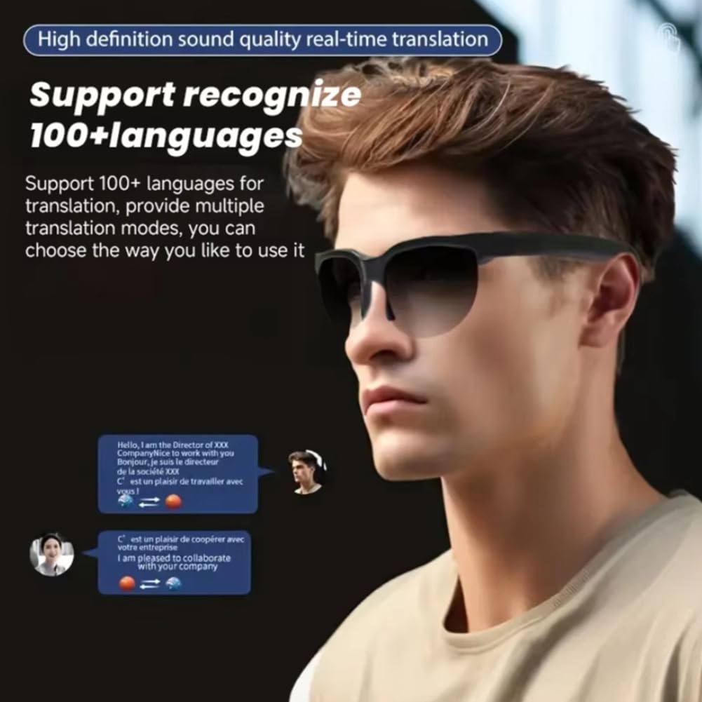 Okulary inteligentne IP4 AI Translation, słuchawki Bluetooth, soczewki ochronne UV, okulary przeciwsłoneczne do uprawiania sportów na świeżym powietrzu