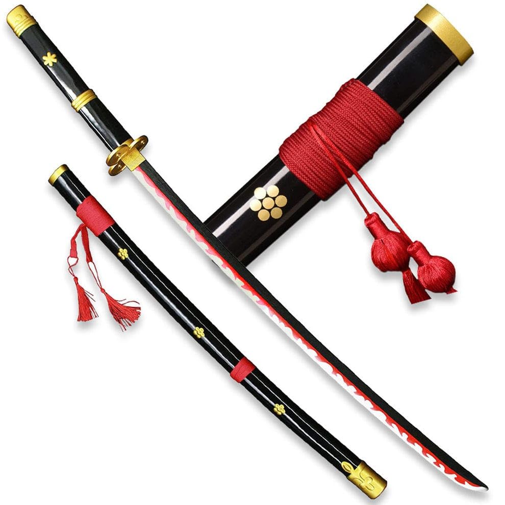 Enma 104 Cm Wooden Katana Fully Assembled, Black with Gold Accents