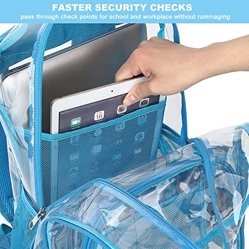 Clear Backpack School Backpack Bookbag for Girls Boys Women Men, Heavy Duty See Through Transparent Backpacks (Peacock Blue)3