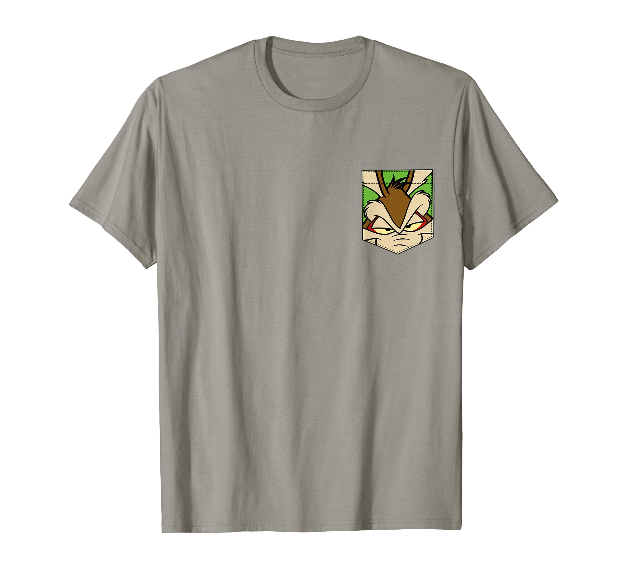 Looney Tunes Wile E Coyote Face Faux Pocket T-ShirtOEKO-TEX STANDARD 100