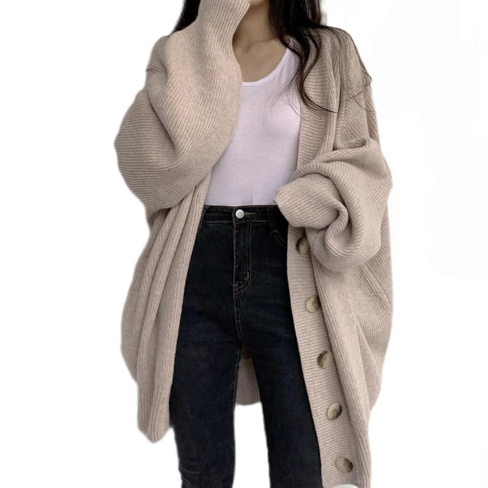 Women Vintage Loose Cardigan Retro Grandpa Sweater Grunge