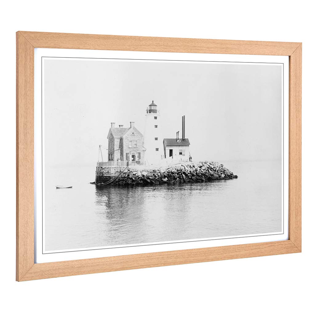 Big Box Art Framed Print of Architecture Lighthouse Execution, NY Design | Wall Art Picture | Home Decor for Kitchen, Living Room, Bedroom, Hallway, Oak, A2 / 24.5x18 Inch / 62x45cm