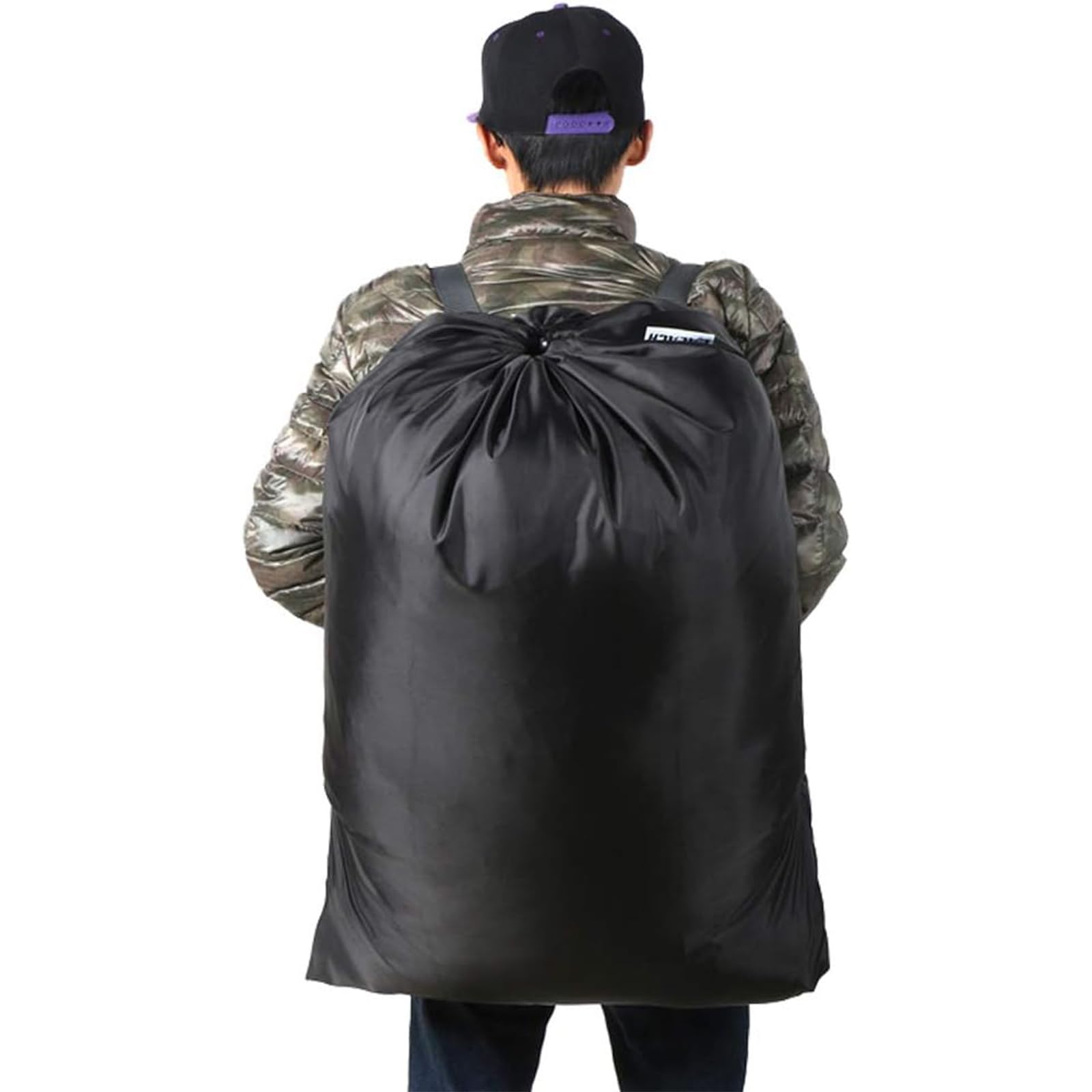 Paquete de 2 mochilas de lavandería de 27 x 34 pulgadas, resistente con correas de hombro, cierre de cordón, mochila plegable resistente para la universidad, viajes, lavandería, apartamento