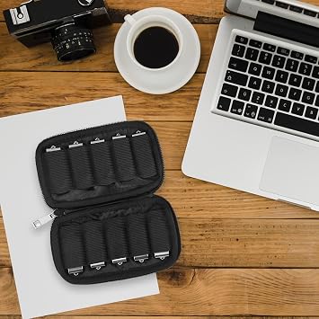 JBOS USB Drive Holder with 10 Slots, Multicolour Neoprene, Zipper Closure