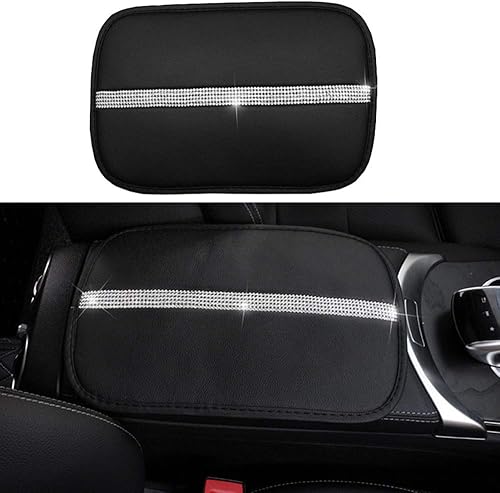 Miniatura 2 de Bling Bling - Funda para consola central de automóvil, cojín para consola de reposabrazos de piel sintética, con cristales brillantes, funda