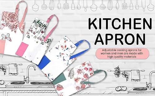 Miniatura 6 de NAQSH Delantal de algodón con bolsillo, correa ajustable para el cuello y lazos largos, delantales de chef para hombres y mujeres, ideal para